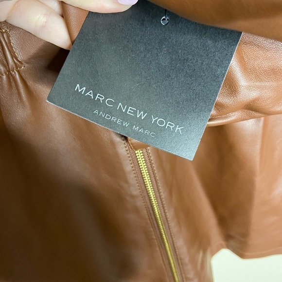 NWT Andrew Marc Faux Leather Jacket in Chocolate Brown size Large - Picture 5 of 6
